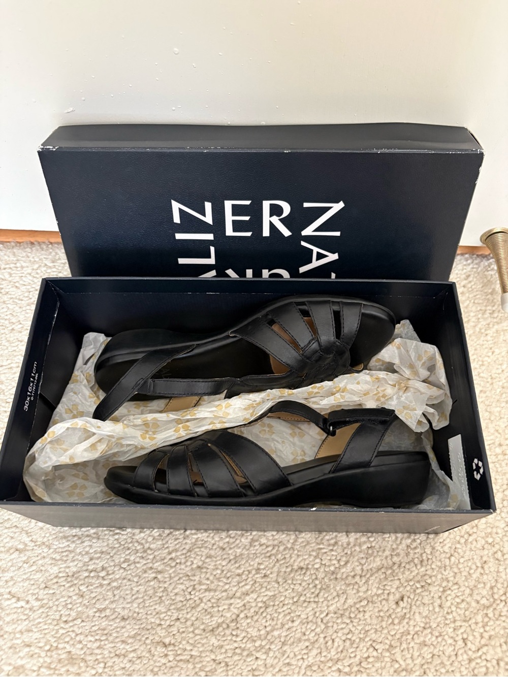 Naturalizer Black Slingback Wedge Sandals